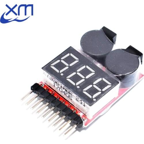 Digital 2 IN 1 1S-8S Lithium Battery Low Voltage Indicator Buzzer Alarm Module for Lipo/Li-ion/Fe RC Helicopter Battery Tester