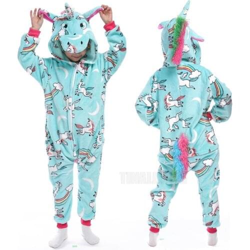 Children Animal Onesies Unicorn Cartoon Costume Kigurumi Pajamas Baby Girl Winter Clothes Onesie Sets Family Licorne Sleepwear