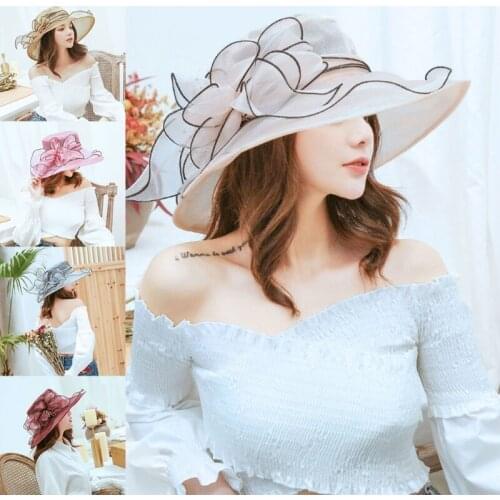 Women Girls Organza Cap Vintage Flower Decoration Tulle Hat Derby Fascinator Hat Tea Party Roaring 20s Headwear