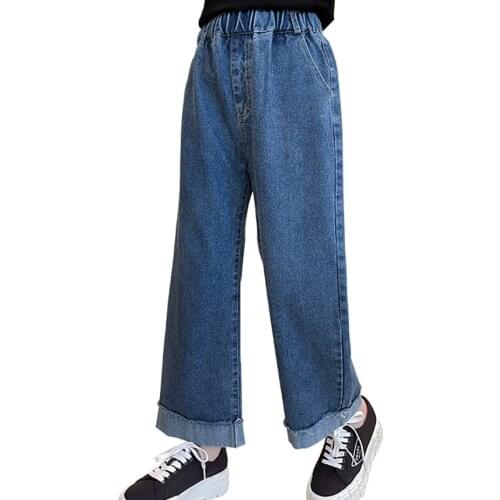 Jeans For Girl Solid Color Childrens Jeans For Girls Casual Style Children Jeans Spring Autumn Clothes For Girls 6 8 10 12 14