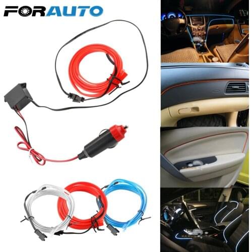 FORAUTO Car 12V LED Cold lights 1M Decorative Lamp Flexible Neon EL Wire Car styling Light Strips Interior Decoration Auto Lamps