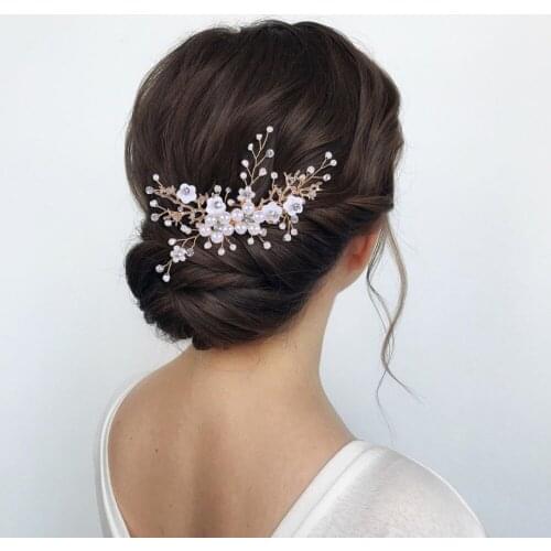 ZMHP168 Golden Bridal Hair Comb for Wedding Hair Accessories Bridal Hair Pieces Pearl Hair Clips for Women Tiara Hairbands