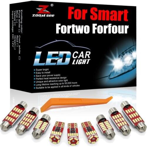 12-24V White Canbus LED Interior Kit For Smart Fortwo 450 451 453 Forfour 454 453 EQ Car Lamp Dome Map Trunk Light Accessories