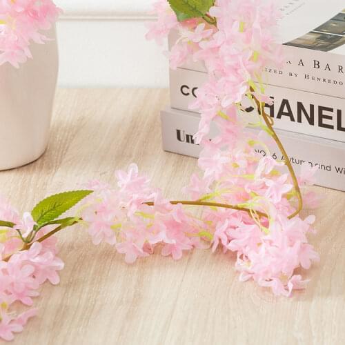 Artificial Pink Flower Lilac Vine Home Garden Door Hanging Wall Wedding Hotel Christmas Party Decoration Fake Flowers Rattan