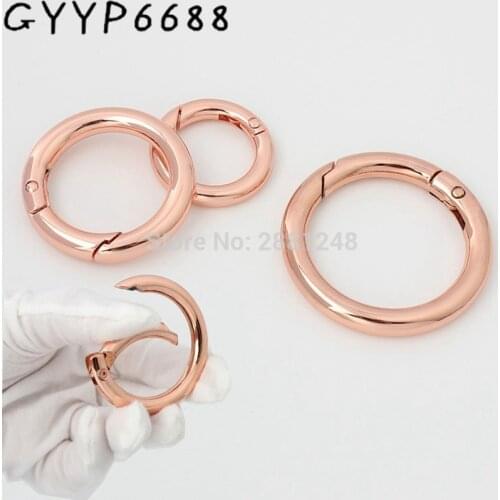 10pcs rose gold spring gate ring O Ring Openable Keyring Leather Bag Belt Strap Buckle Snap Clasp Clip Trigger Accessories
