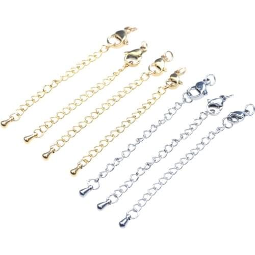 Stainless Steel Lobster Clasps Tone Extension Tail Chain Connector 9/10/11/12/13mm 4pcs/Lot DIY Jewelry Making Bracelet Necklace