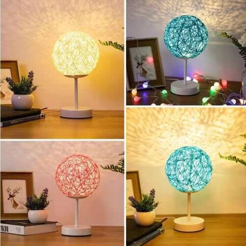 Creative and Warm Nordic Style Bamboo and Rattan Table Lamp Bedroom Bedside Plug-in Lamp Feeding Lamp Wedding Decoration