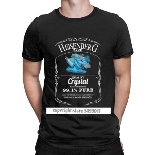 Heisenberg Blue 99.1% Pure T Shirts Mens Premium Cotton Vintage Tshirts Round Neck Breaking Bad Meth Tee Shirt Clothes Camisas