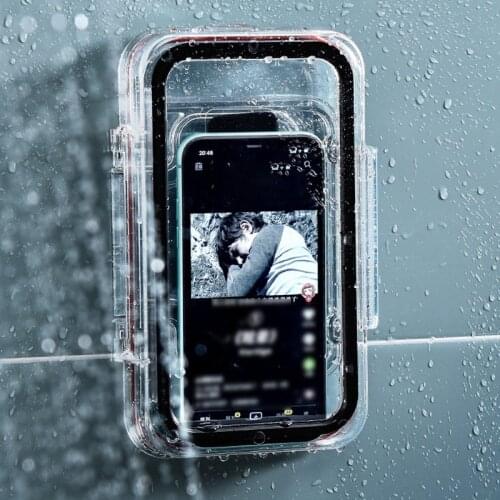 Bathroom Toilet Mobile Phone Holder Wall Mounted Storage Box 6 Inch Phone Storage Case Waterproof Shower Watching Holder