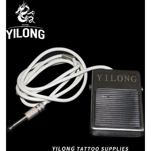 YILONG 1pcs Newest Skull Tattoo Foot Switch Stainless Steel Tattoo Pedal With Cord Clip For Tattoo Machine Free Shipping