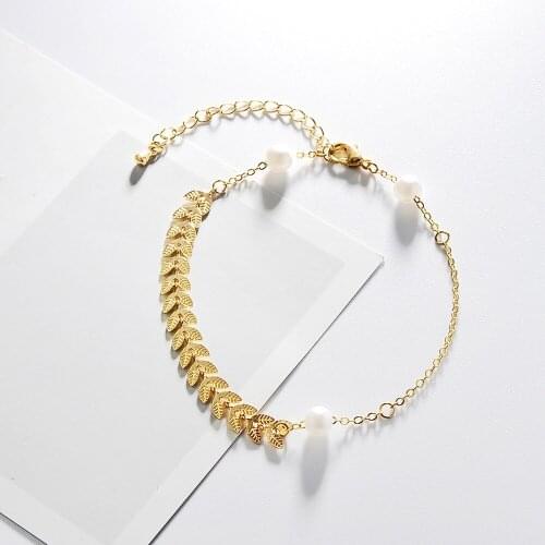 Masion d'amour 2020 New Design Simple Unique design fishbone shape gold plating alloy clavicle chian for women Jewelry