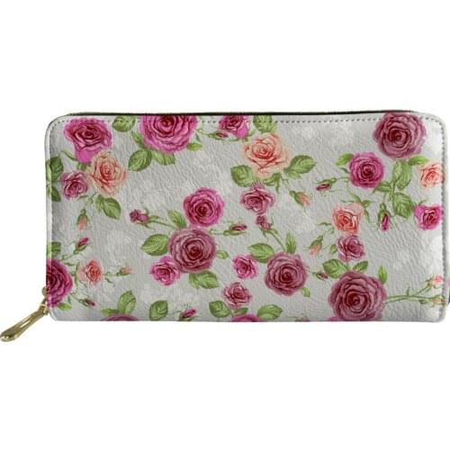 New Style Ladies Clutch Girls Leather Wallet Fashion Phone Bag Flower Printing Lady Money Bags Ms Card Holder