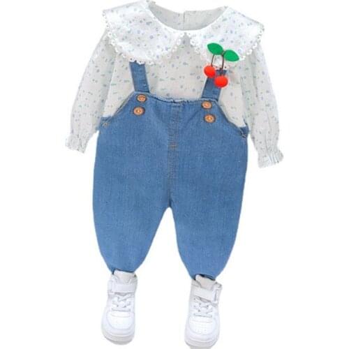 New Spring Autumn Baby Girl Clothes Suit Children Cute Fashion T-Shirt Overalls 2Pcs/Sets Toddler Casual Costume Kids Tracksuits