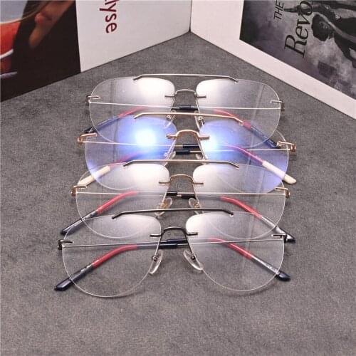 Rockjoy Rimless Eyeglasses Frames Women Male Unisex Plain Fashion Glasses Men Female Decorative Eyewear Frameless Spectacles