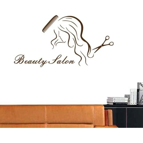 Hair Salon Wall Decal Beauty Salon Scissor Sticker Barber Shop Vinyl Wall Decals Decor Mural Hairdresser Glass Window Sticker
