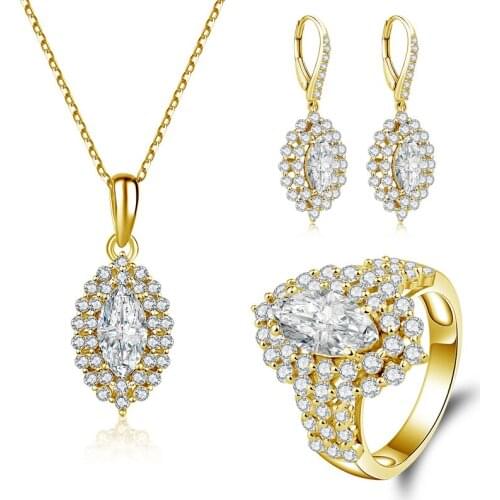 QYI 2 ct Zirconia Ring Gold jewelry 14K Solid Yellow Gold Halo Ring Set Engagement Wedding Lovers Jewelry Gift