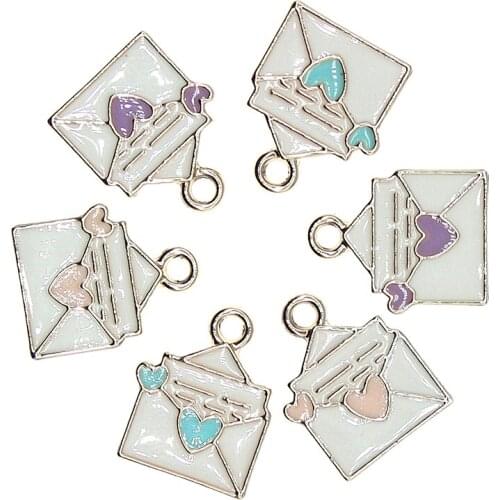 10pcs/lot 12*15mm Cute Envelope Enamel Charm For DIY Earrings Necklace Bracelet Jewelry Making Accessory Craft Finding New