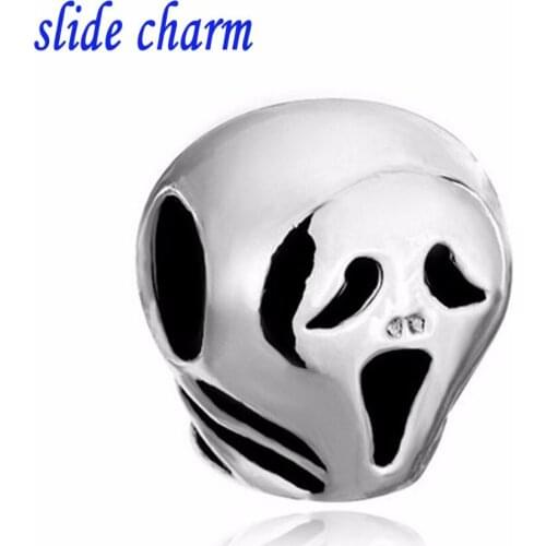 Slide charm Free shipping Christmas Ghost Beads for Pandora bracelets charm bracelets and jewelry accessories