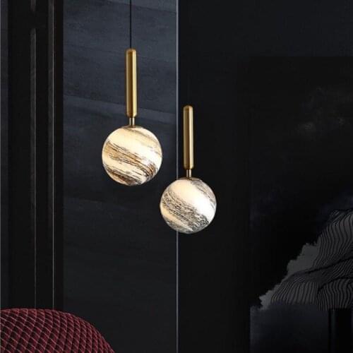 Nordic Planet Pendant Light LED Glass Hanging Lamp Bedside Lighting Fixture For Bedroom Restaurant Decor LED E14 AC85-265V