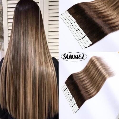 Tape In Human Hair Salon Quality Tape In Double Drawn Straight Remy Human Hair 14-24 Inch Tape in Hair Extensions