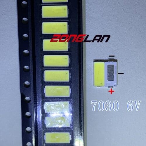 100pcs/Lot Lumens SMD LED 7030 6V 1W Cool White For TV BackLight 200mA