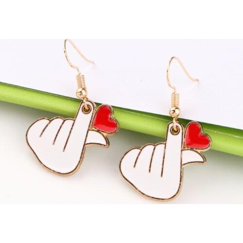 TODOX Funny Christmas heart finger heart wing cartoon fashion Jewelry hook Earrings 2020New lady cute women drop Earrings gift