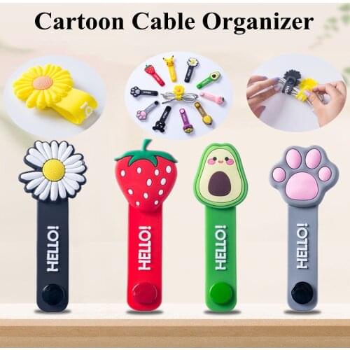 Cable Cable Winder Cable Organizer Cartoon Fruit Flower Wire Protector For Earphone Usb Charging Cables