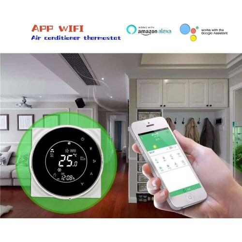 24VAC 95-240VAV TUYA 2P 4P fan coil unit WIFI thermostat for heating and cooling, works with Alexa Google home