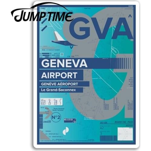 Jump Time GVA Geneva Airport Vinyl Stickers Switzerland Travel Sticker Waterproof Car Decal Window Bumper Auto Accessories