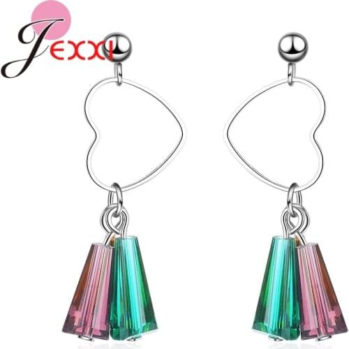 Best Quality Colorful Crystal Drop Earring 925 Sterling Silver Jewelry For Women Party Wedding Bridal Accessories