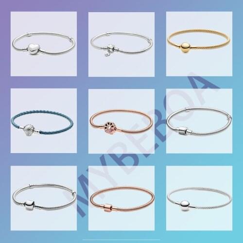 2020 New Arrivals 925 Solid Silver Bracelet Rose Golden Color Daisy Flower Barrel Clasp Snake Chain Bracelet Women Jewelry