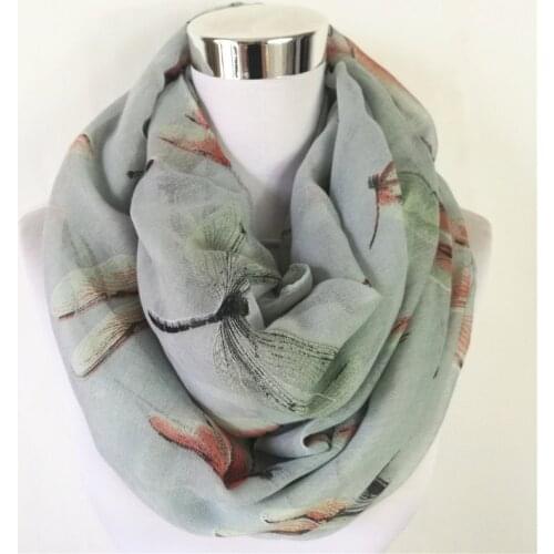10pcs/lot New big dagonfly Infinity Scarf Animal Scarf hot sale women Scarves Loop Scarf in Tan Shawls circle scarf