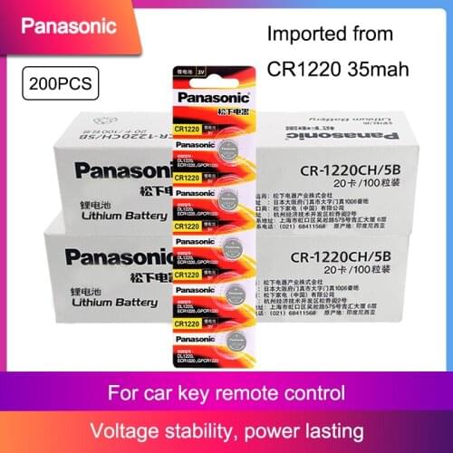 200Pcs Panasonic CR1220 3V Lithium Button Batteries DL1220 BR1220 LM1220 For instruments Toys Cell Coin Battery Replacement