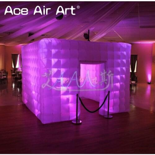 3.6x3.6x3m Creative design inflatable photo booth enclosure,photo cabinet with foldable curtains ande srobe flash fade lights