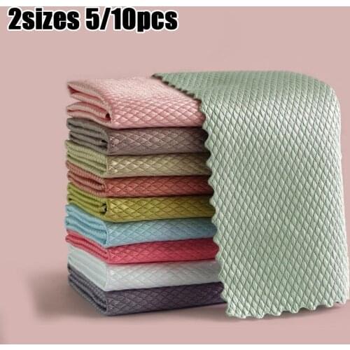 5/10pcs Kitchen Anti Grease Wiping Rags Cleaning Cloth NanoScale Streak-Free Miracle Home Wash Dish Kitchen Cleaning Towel