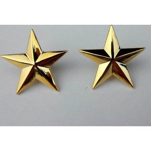 US Military One Stars General Rank Badge Pin Insignia Golden PAIR-0076 Military 5605101
