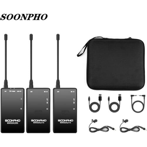 Soonpho Wireless Lavalier Microphone with 20 Selectable Channels 50m Range for DSLR Camera Interview Live recording