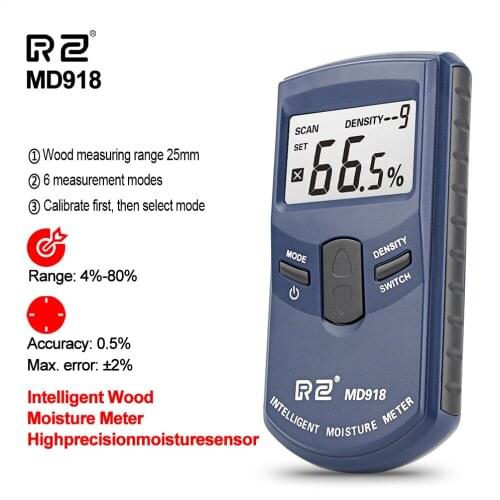 RZ Digital Wood Timber Moisture Meter Inductive Hygrometer Digital Humidity Tester Damp Detector Measuring Tool MD918