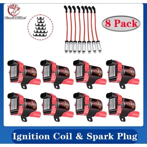 D585 Round Ignition Coil Spark Plug For Chevy C1251 Silverado GMC Hummer 4.8 5.3 6.0L High Performance UF262