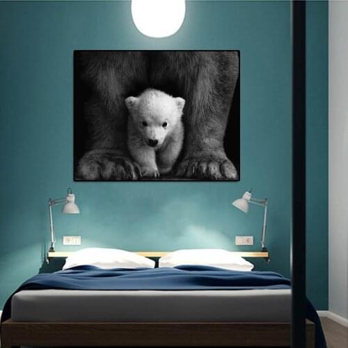 Canvas Painting Living Room Home Decoration Modern Wall Art Oil Painting Poster Print Animal Bear Picture Poster Black and White
