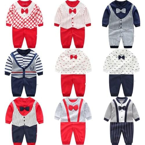 Newborn Baby boy girls Clothes Tie Gentleman Long Sleeves Rompers Cotton Baby Jumpsuits For Boys Girls Outfits Infantil Costume