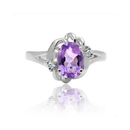 Fashion sterling silver amethyst ring for party 5mm*7mm natural amethyst silver ring solid 925 silver amethyst jewelry