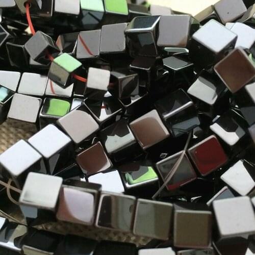 Fashion natural nomagnetic hematite black stone 6 style loose beads cube bicone tube twist waterdrop jewelry finding 15inch B221