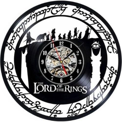King of the rings vinyl record wall clock simple personality living room American modern clock laser carving