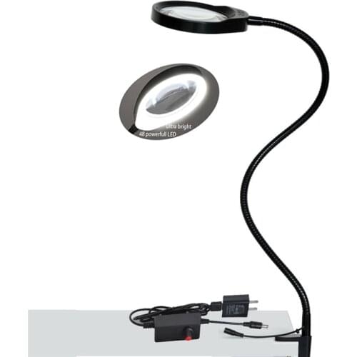 Desktop Magnifier 10X Magnifying Glass Table Machine Soft Rod Dimmable LED Light Magnifier