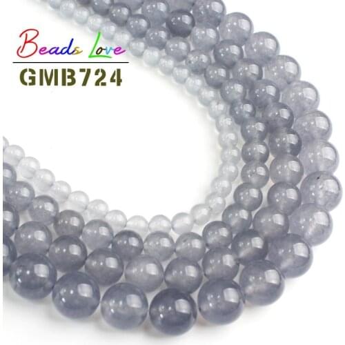 Natural A+ Grey Chalcedony Stone Round Loose Beads for Jewelry Making 6 8 10 12mm Diy Bead Bracelet Necklace Wholesale 15 Inch