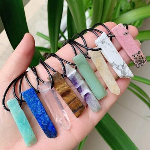 Irregular Raw Quartz Pendulum Natural Stone Pendant Necklace Amethysts Amazonite Citrines Lapis Pink Crystal Necklace Healing