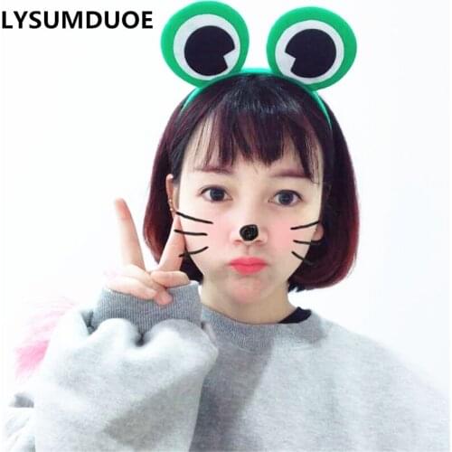 Cute Women Travel Frog Big Eyes Hairband Rabbit Ear Ribbon Candy Headband Hoop Hairbands Children New Gift Girl Hair Accessories