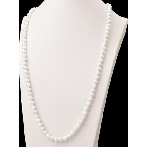 Imitation pearl necklace Long Necklace suitable for women necklace jewelry chain jewelry fashion Korean Necklace 8mm beads 36"