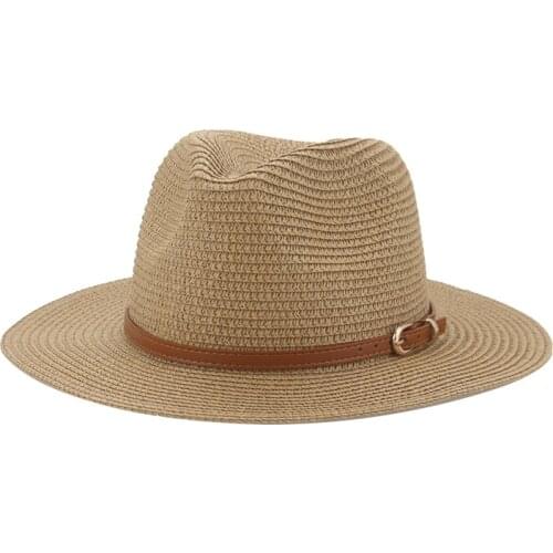 Panamas hats women men solid khaki white camel band striped straw hats outdoor panama sun protection dress formal women hats new